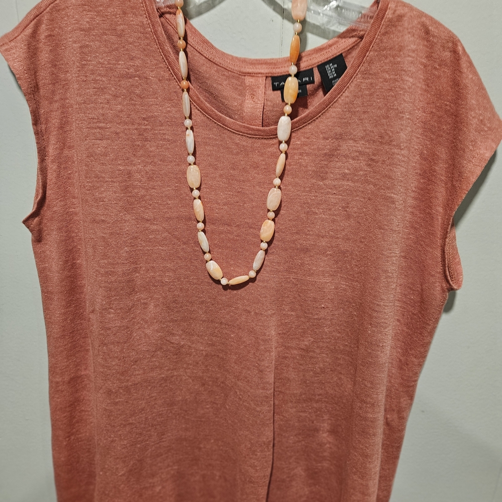 Tahari Women's Terracotta Button-Back Shirt With FREE Matching Necklace - Picture 4 of 10